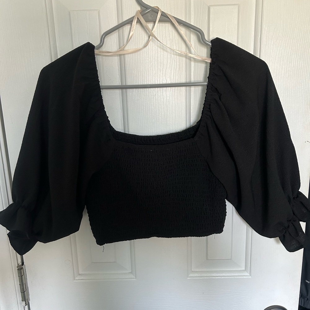 BCBGeneration Black Puff Sleeve Blouse